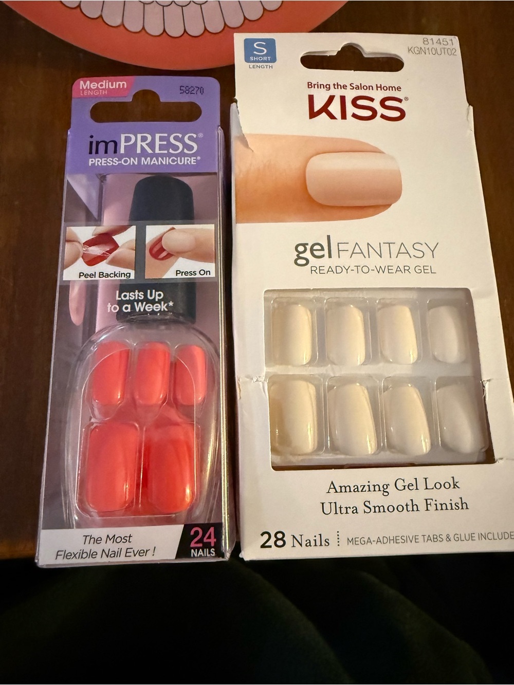 imPRESS Press-On Manicure Nails in Bright Coral Orange and an orange set